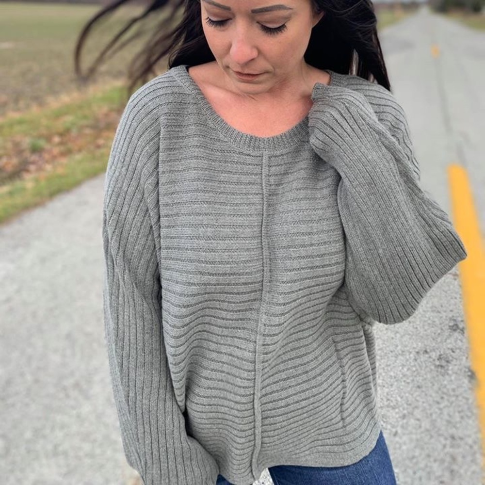 Gray Dolman Sleeved Sweater